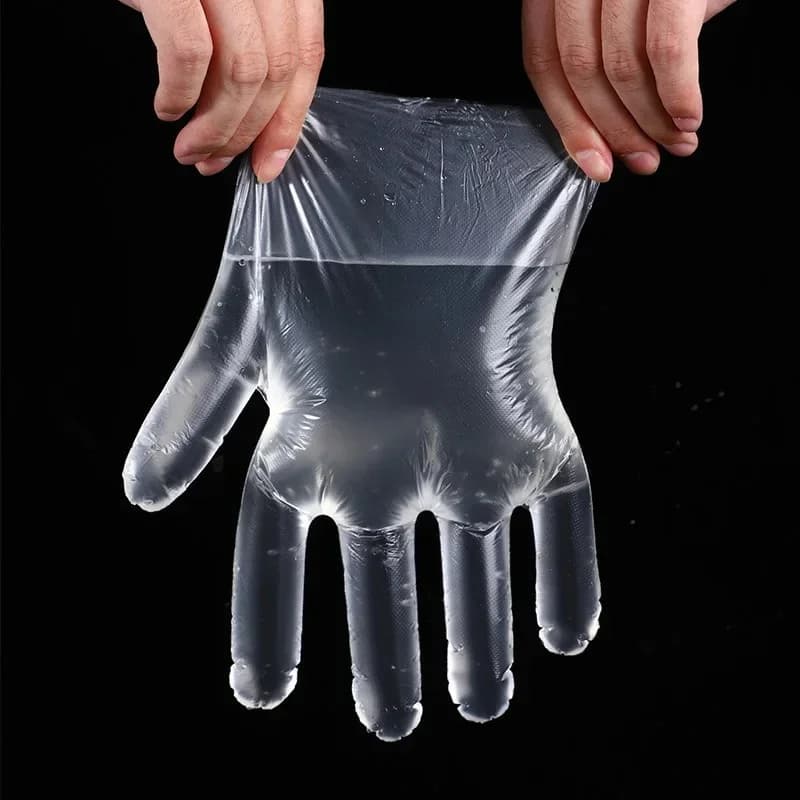 Luvas Plásticas Descartáveis Transparentes Sem Látex para Culinária e Limpeza