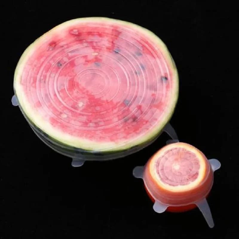 6 Tampas de Silicone Elásticas Reutilizáveis para Alimentos e Tigelas