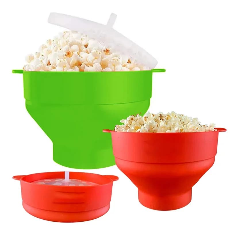 Pipoqueira de Silicone para Micro-ondas Retrátil Livre de BPA com Tampa