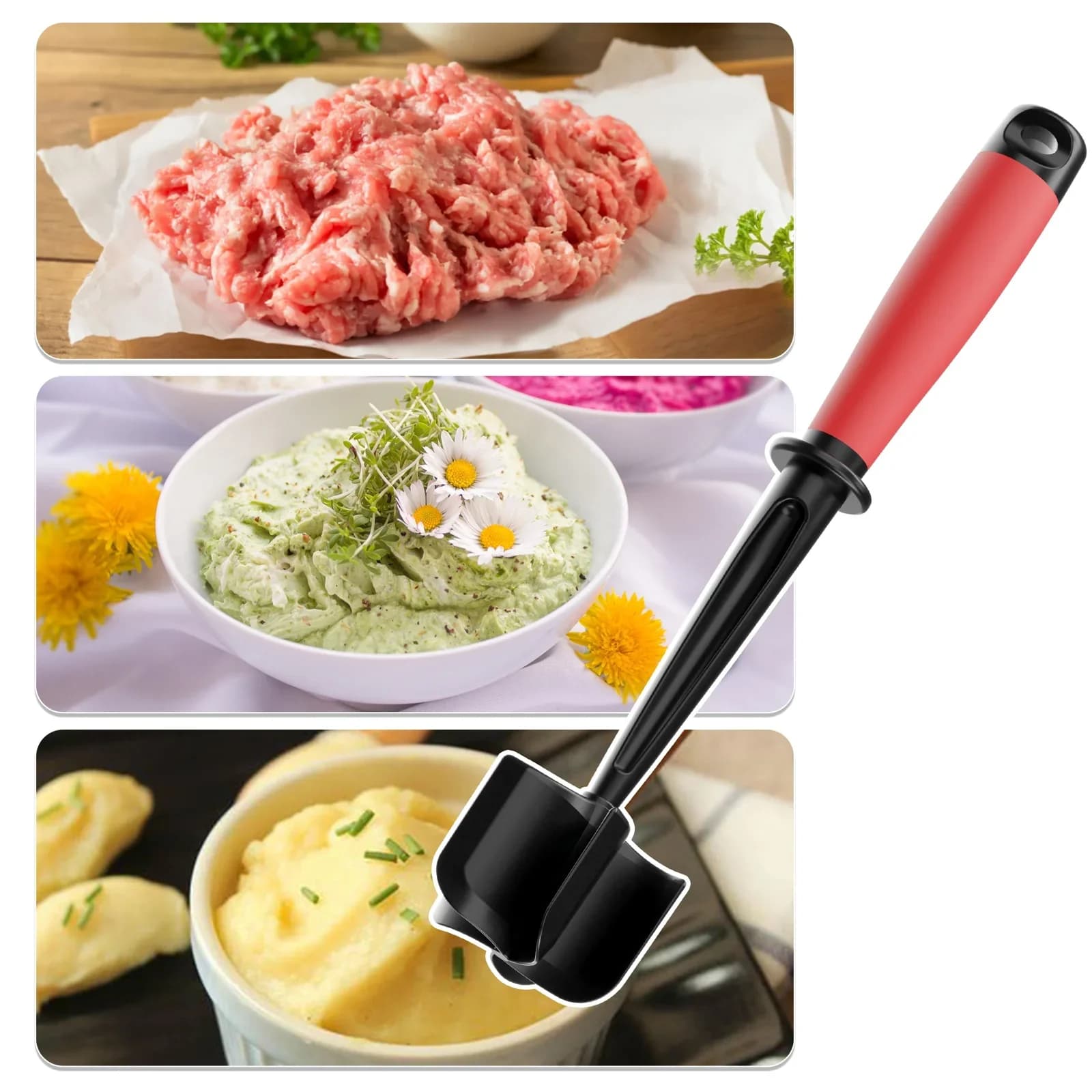 Triturador e Amasssador de Carne 5 Lâminas com Cabo Resistente ao Calor