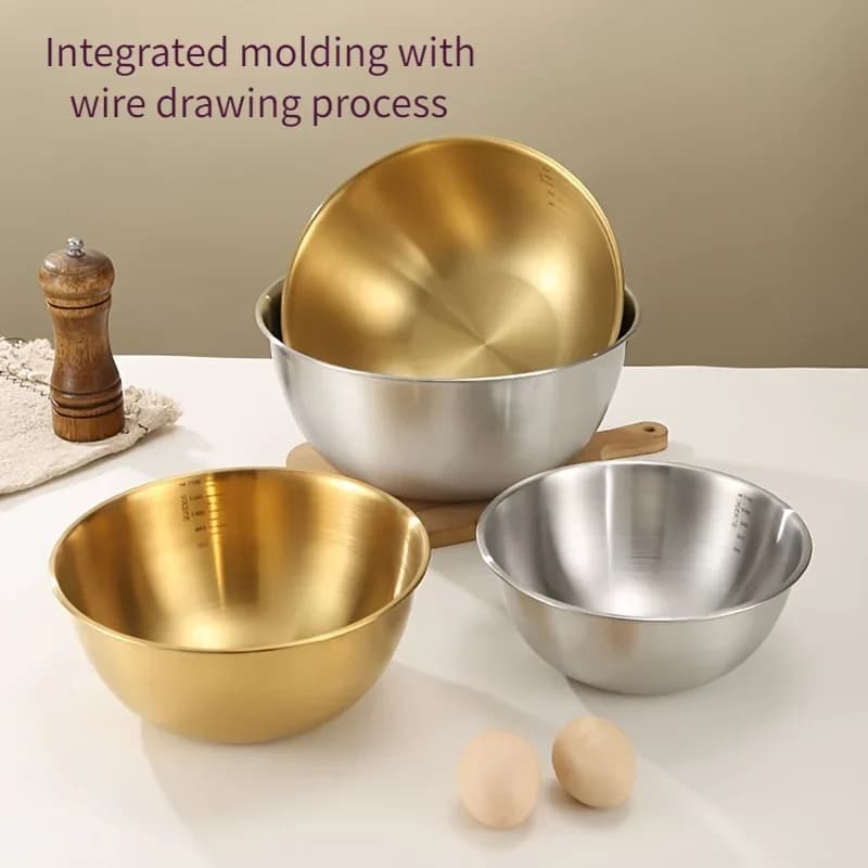 Jogo de 3 Tigelas Multiuso em Aço Inox Bowls para Salada e Massas