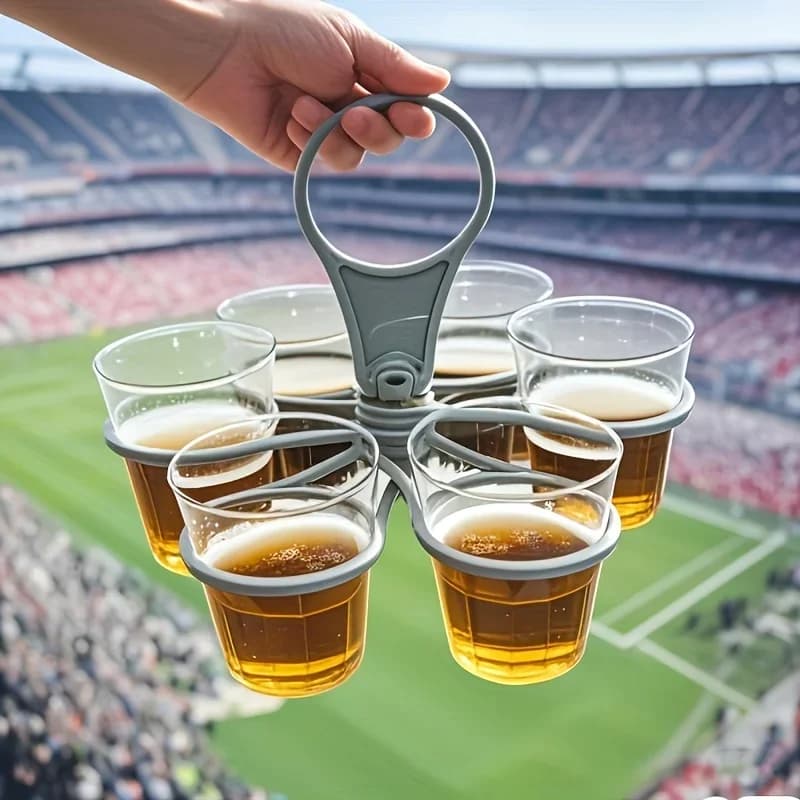 1/2 pçs Suporte Portátil para Bebidas 6 Compartimentos Bandeja Dobrável com Alça Reutilizável