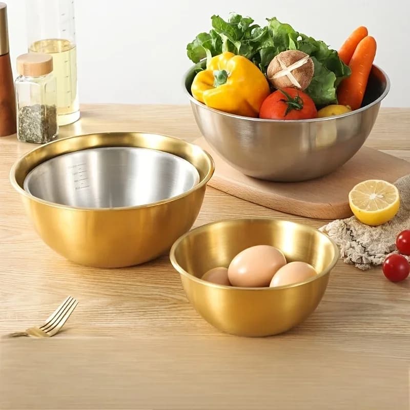 Jogo de 3 Tigelas Multiuso em Aço Inox Bowls para Salada e Massas
