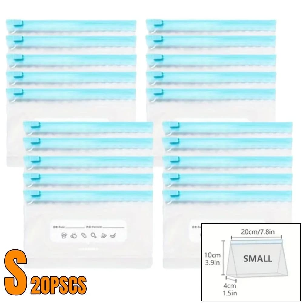 Sacos Herméticos com Zíper para Alimentos (10-90 Unid.) - À Prova de Vazamentos para Freezer