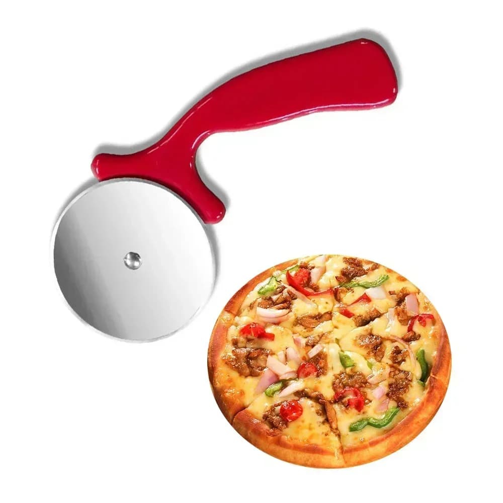 Cortador de Pizza em Aço Inox Rolo Carretilha para Massas e Doces