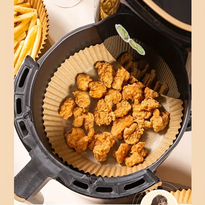 Forros de Papel Descartáveis para Air Fryer - Antiaderente e Resistente a Óleo