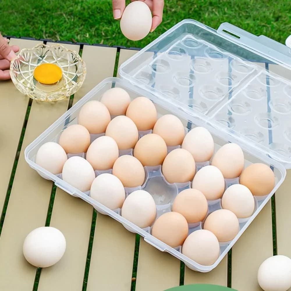 Porta-Ovos de Plástico com Tampa Organizador para Geladeira