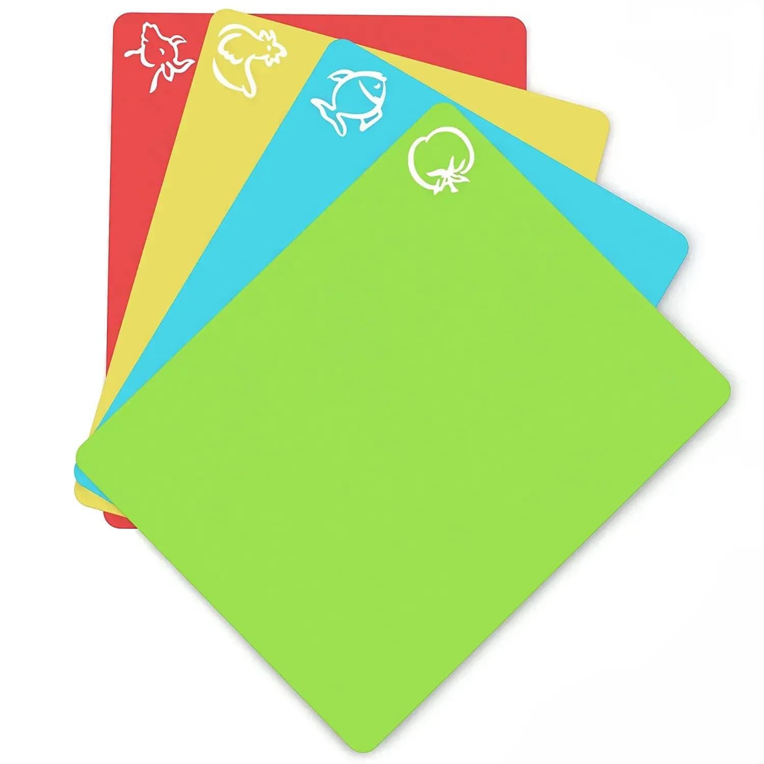 Jogo de 4 Tábuas de Corte Flexíveis Antiderrapantes com Ícones