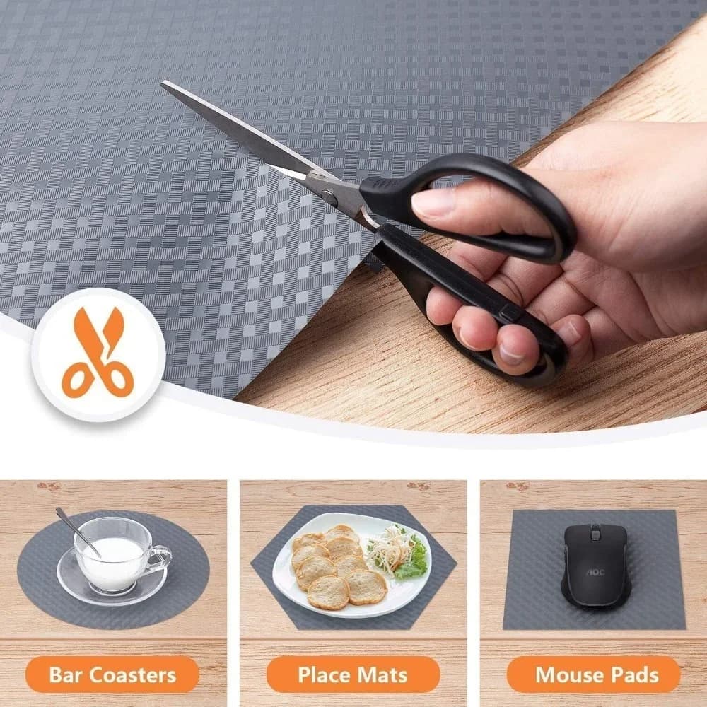 Forro Antiderrapante Impermeável para Gavetas, Prateleiras e Armários 45x150cm