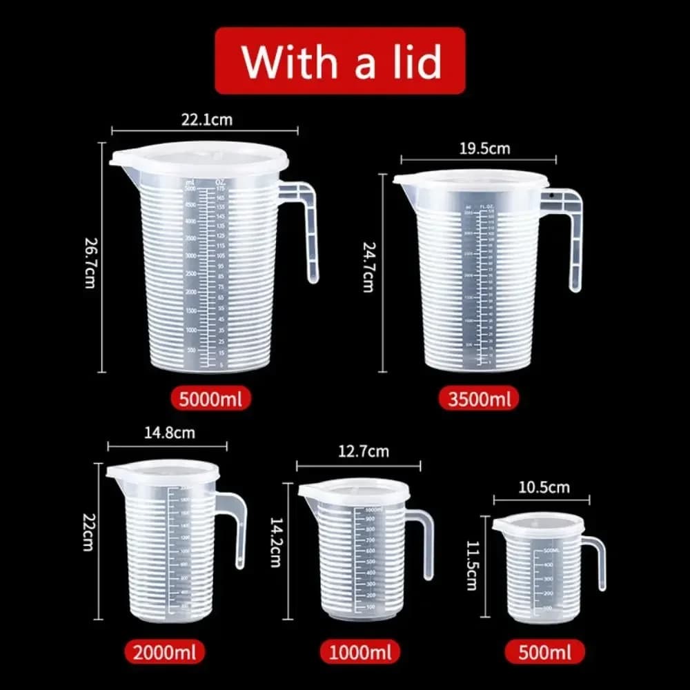 Copo Medidor Graduado 100-5000ml Plástico PC Grau Alimentício para Cozinha e Confeitaria