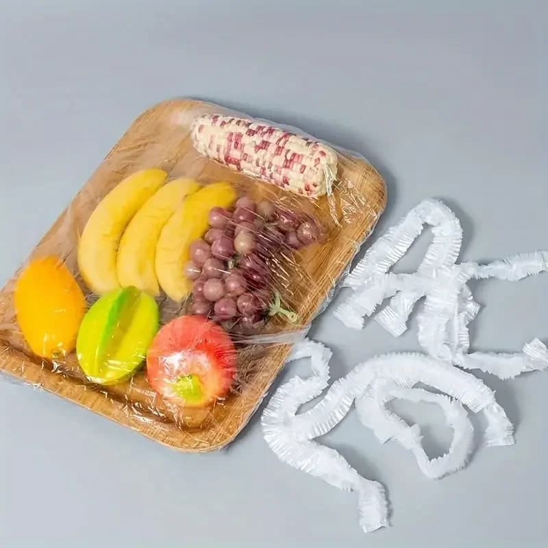 Kit 50 Capas Elásticas Reutilizáveis de PE para Alimentos - Tampas Ajustáveis