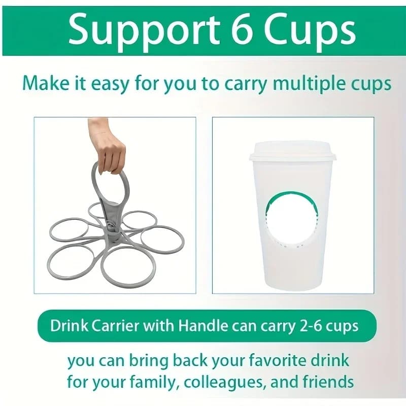 1/2 pçs Suporte Portátil para Bebidas 6 Compartimentos Bandeja Dobrável com Alça Reutilizável