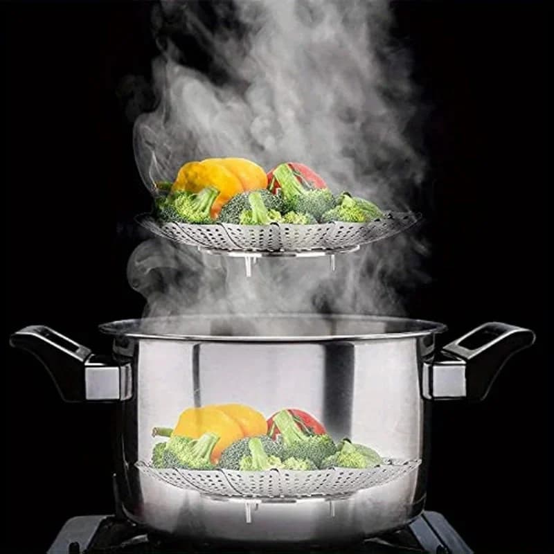 Cesto para Cozimento a Vapor em Inox Dobrável Expansível 6-10.5" para Panelas