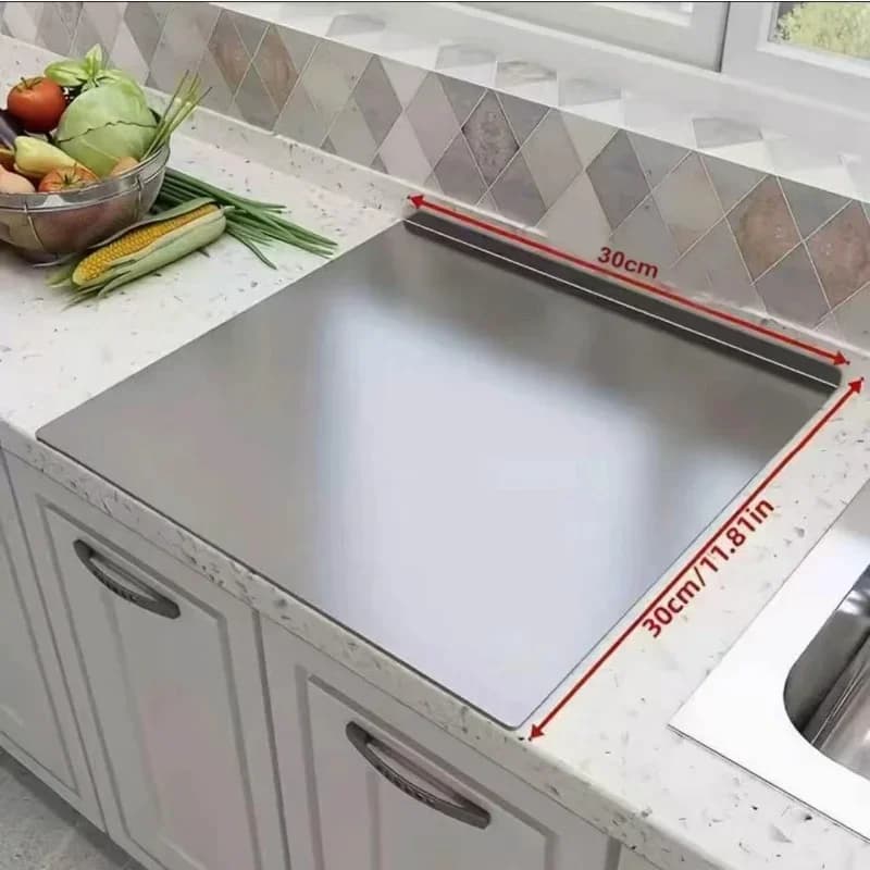 Tábua de Corte Dobrável Grande em Aço Inox para Cozinha e Churrasco