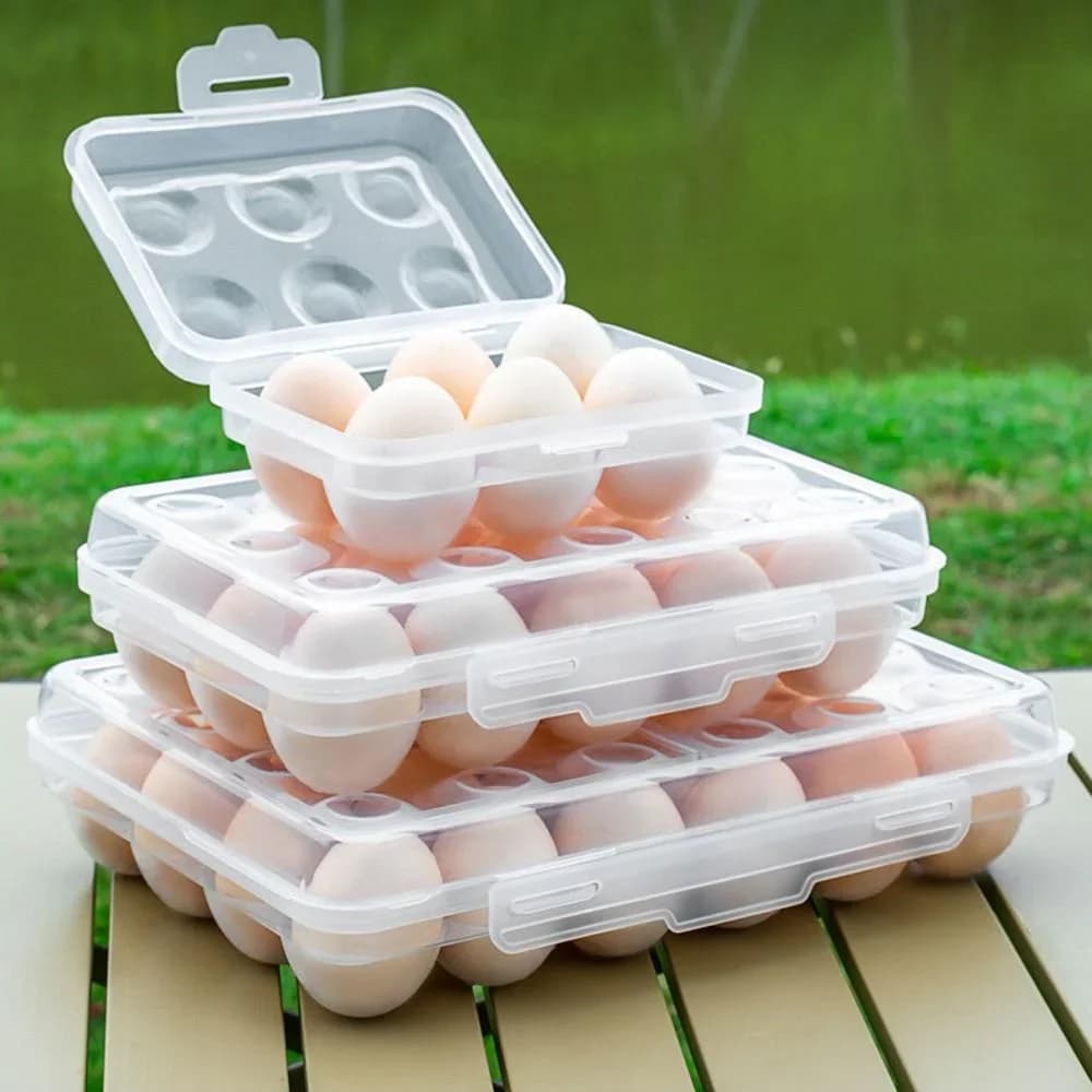 Porta-Ovos de Plástico com Tampa Organizador para Geladeira