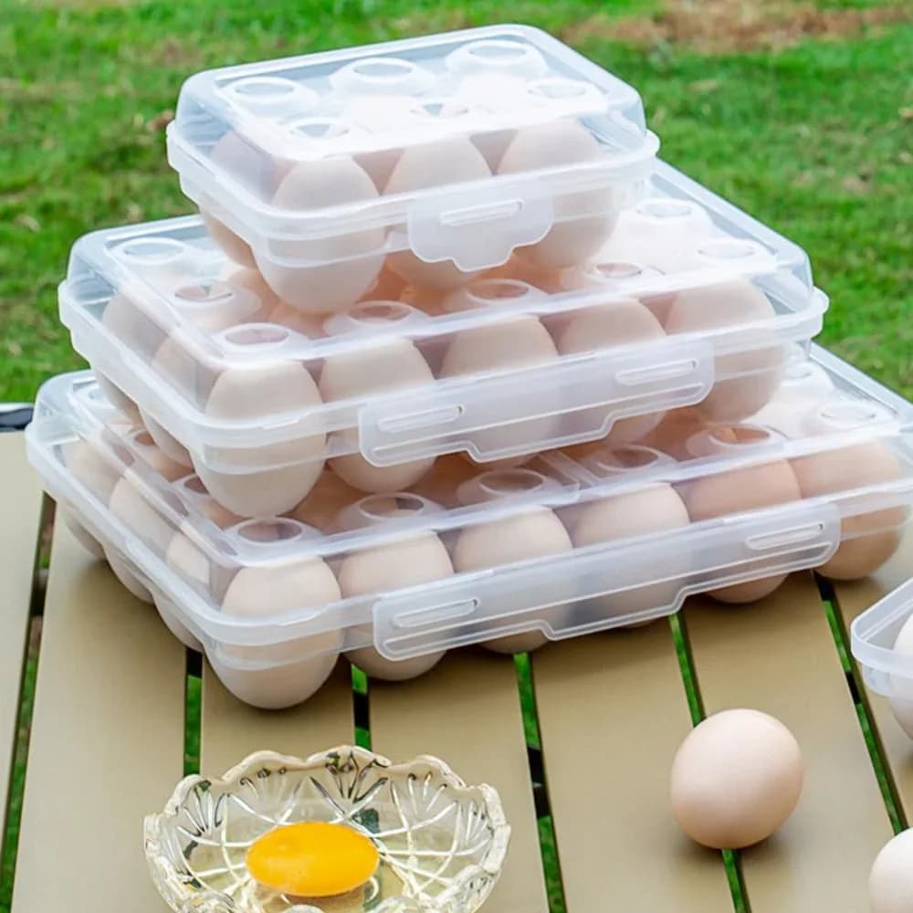 Porta-Ovos de Plástico com Tampa Organizador para Geladeira