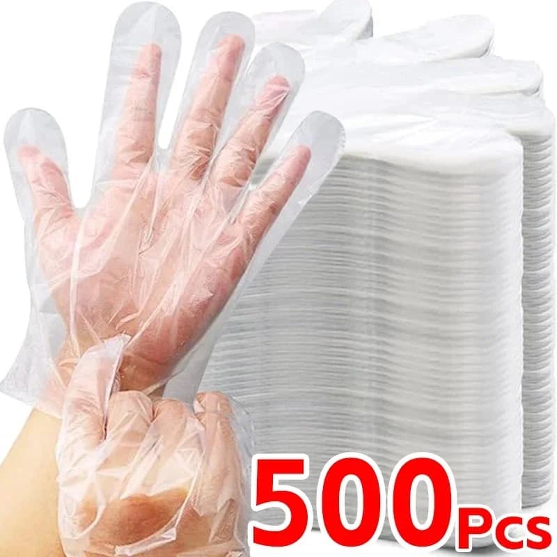 Luvas Plásticas Descartáveis Transparentes Sem Látex para Culinária e Limpeza