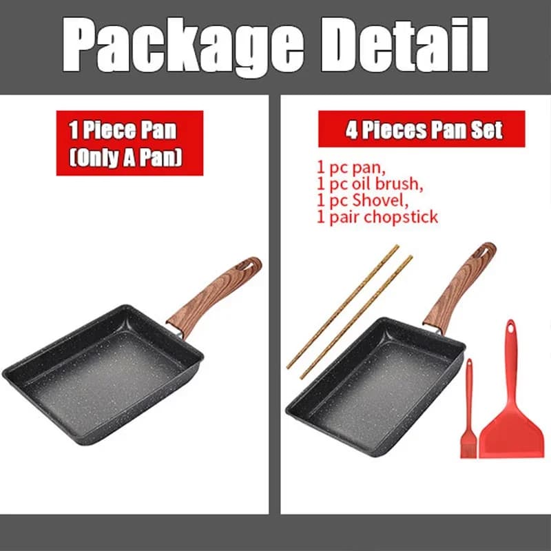 Frigideira Japonesa Tamagoyaki Antiaderente para Omelete Retangular com Utensílios
