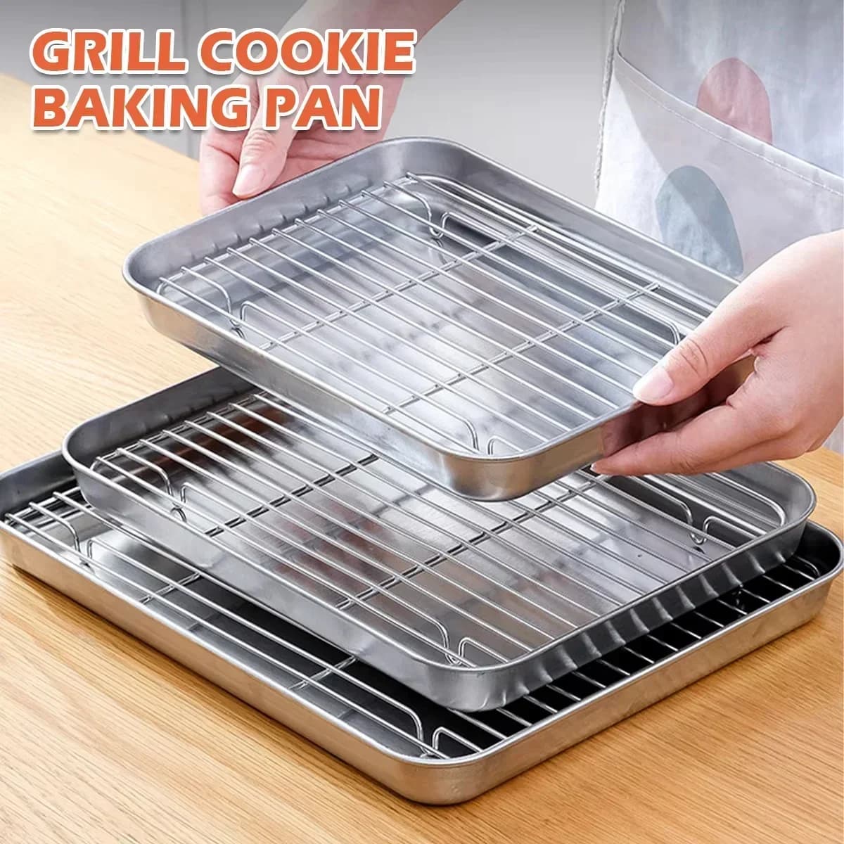 Assadeira em Aço Inoxidável com Grelha Bandeja para Forno e Churrasco