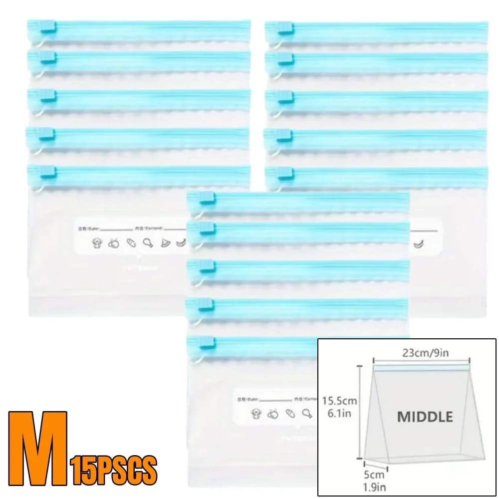 Sacos Herméticos com Zíper para Alimentos (10-90 Unid.) - À Prova de Vazamentos para Freezer