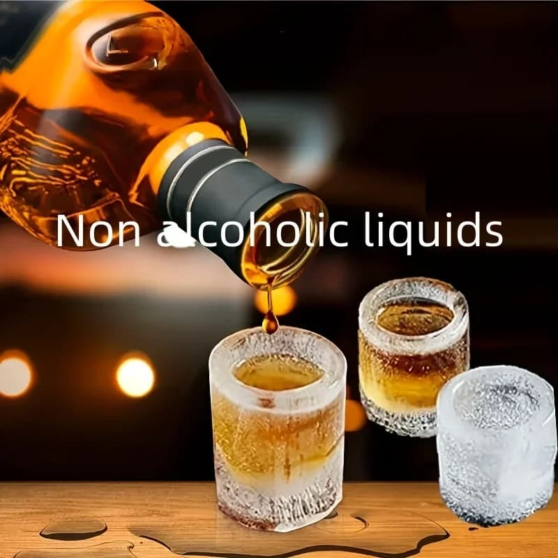 Forma de Gelo em Silicone com 4 Cavidades Redondas para Drinks e Uísque