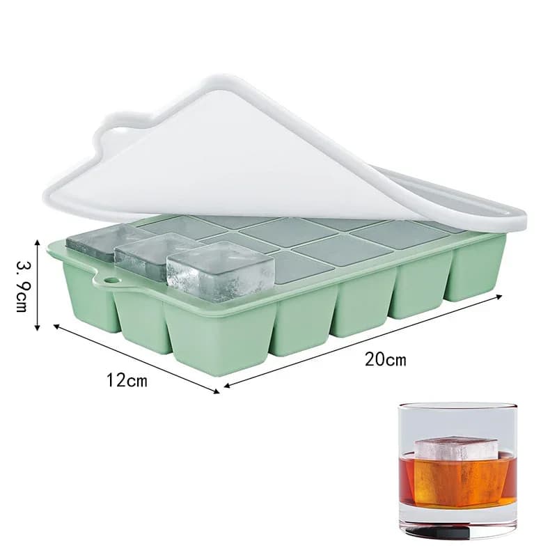 Kit 2 Formas de Gelo em Silicone com Tampa 15 Cavidades para Whisky e Coquetéis