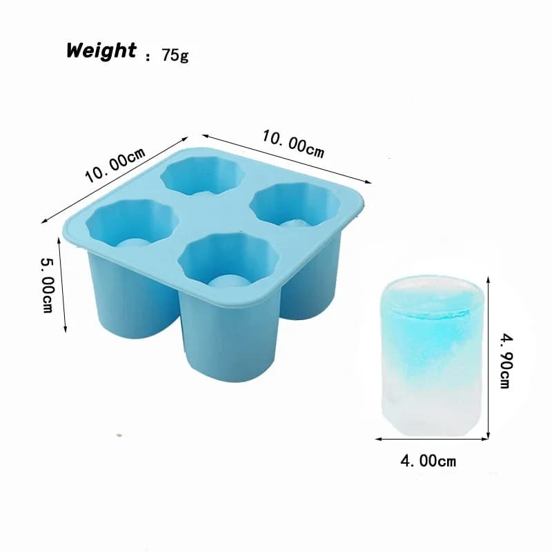 Forma de Gelo em Silicone com 4 Cavidades Redondas para Drinks e Uísque