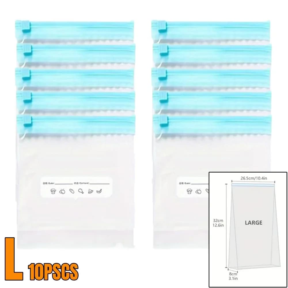 Sacos Herméticos com Zíper para Alimentos (10-90 Unid.) - À Prova de Vazamentos para Freezer