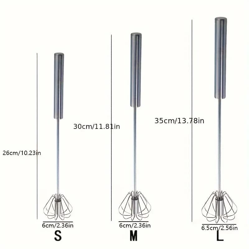 Batedor de Ovos Semiautomático em Aço Inox Mixer para Cozinha e Confeitaria