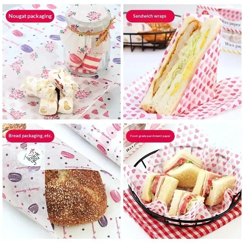 Kit com 50 Folhas de Papel Manteiga Antigordura Grau Alimentício para Pães, Lanches e Hambúrgueres
