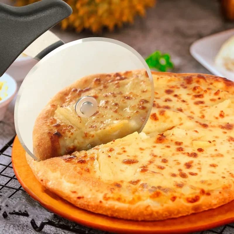 Cortador de Pizza em Aço Inox Rolo Carretilha para Massas e Doces
