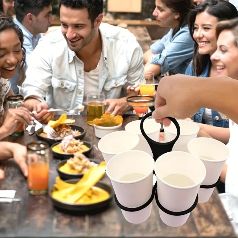 1/2 pçs Suporte Portátil para Bebidas 6 Compartimentos Bandeja Dobrável com Alça Reutilizável