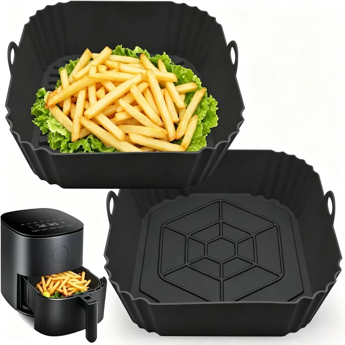 Forma de Silicone Reutilizável para Air Fryer Antiaderente Resistente ao Calor