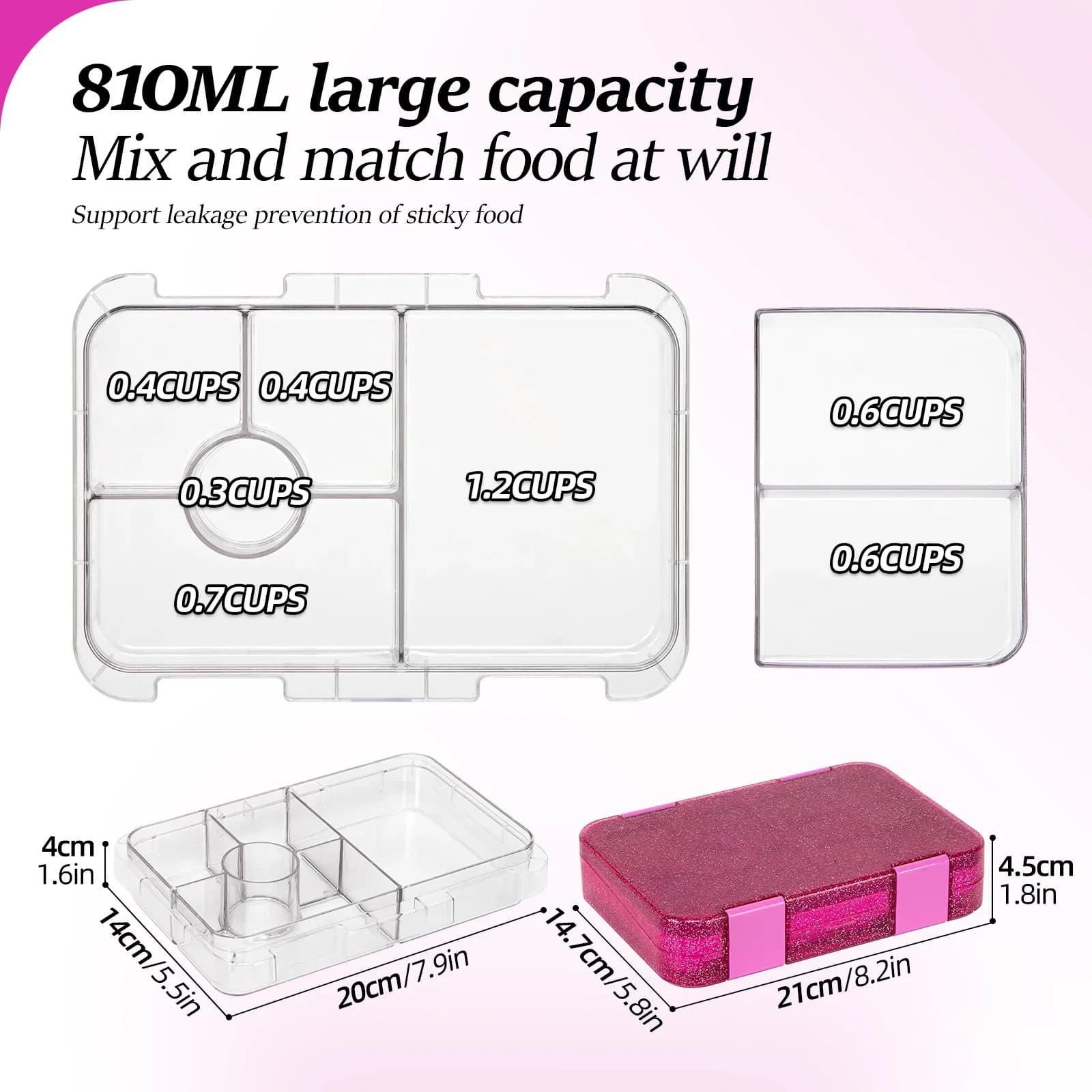 Marmita Hermética Portátil Bento Box para Micro-ondas com Garfo e Colher