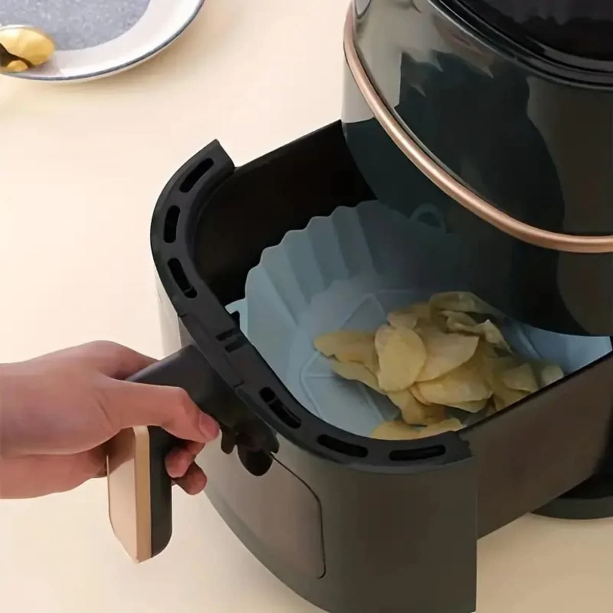 Forma de Silicone Reutilizável para Air Fryer Antiaderente Resistente ao Calor