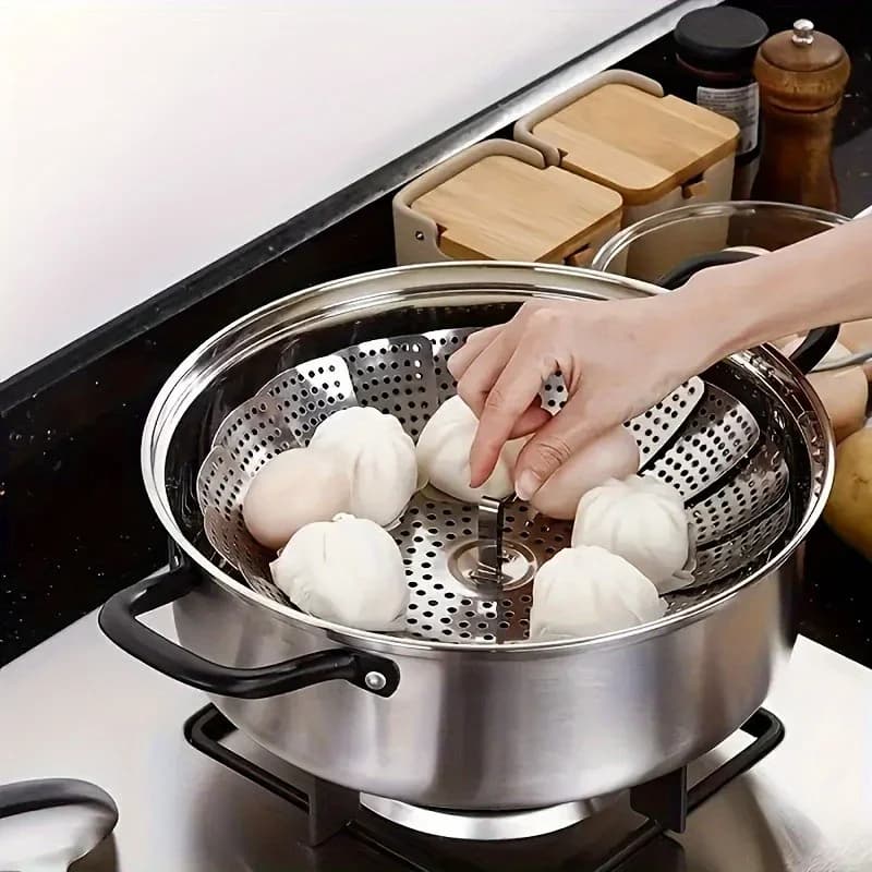 Cesto para Cozimento a Vapor em Inox Dobrável Expansível 6-10.5" para Panelas