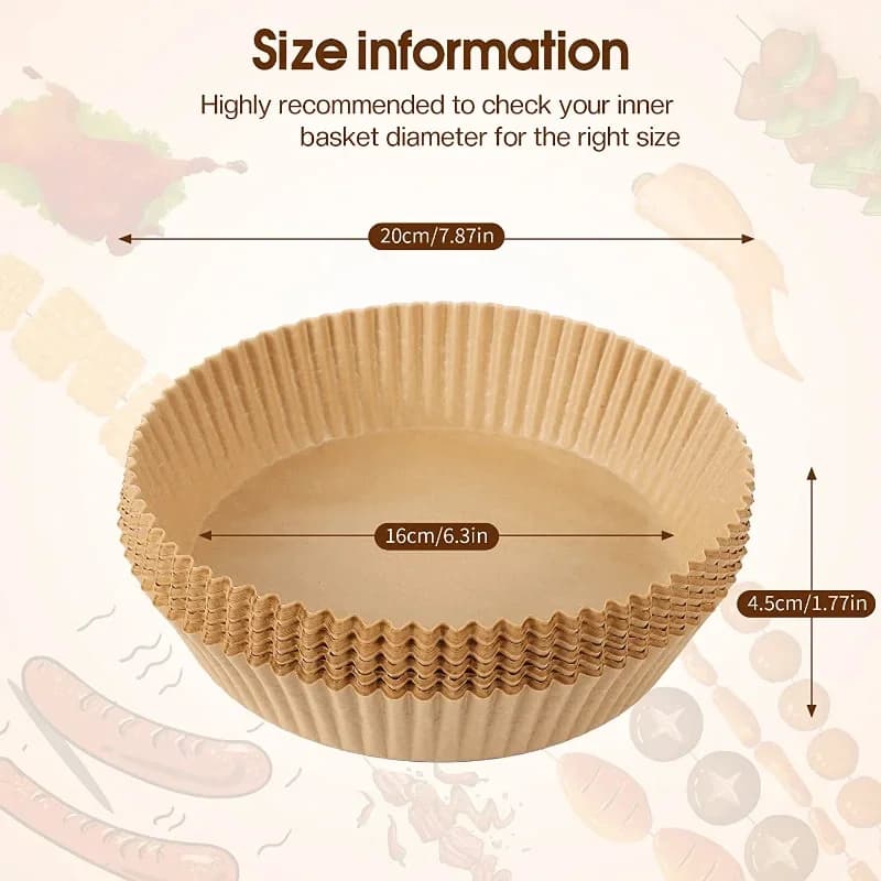 Forros de Papel Descartáveis para Air Fryer - Antiaderente e Resistente a Óleo