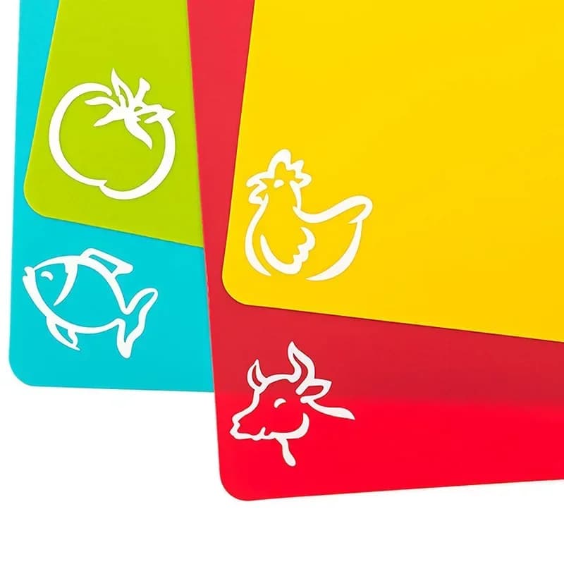 Jogo de 4 Tábuas de Corte Flexíveis Antiderrapantes com Ícones