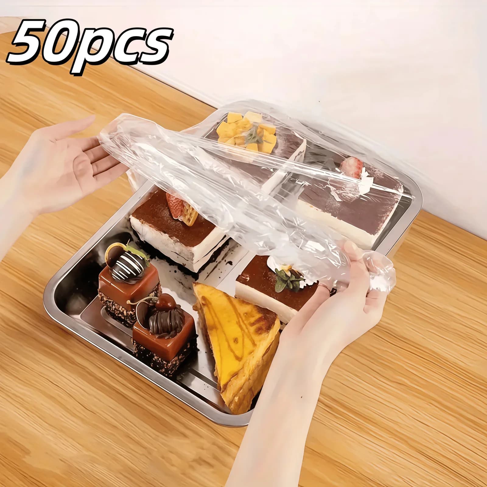 Kit 50 Capas Elásticas Reutilizáveis de PE para Alimentos - Tampas Ajustáveis