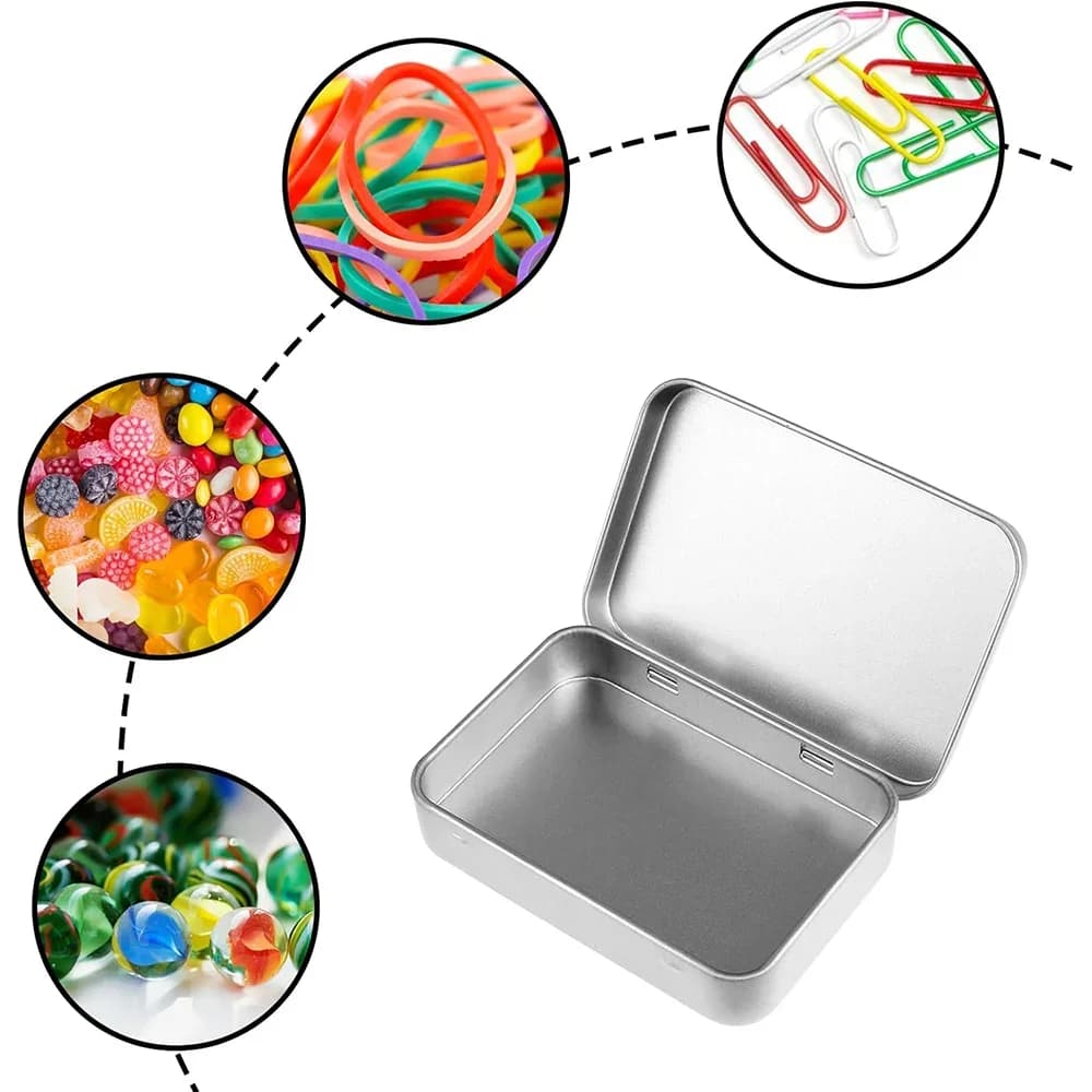 Kit com 6 Mini Caixas de Metal com Tampa Articulada Organizador Multiuso