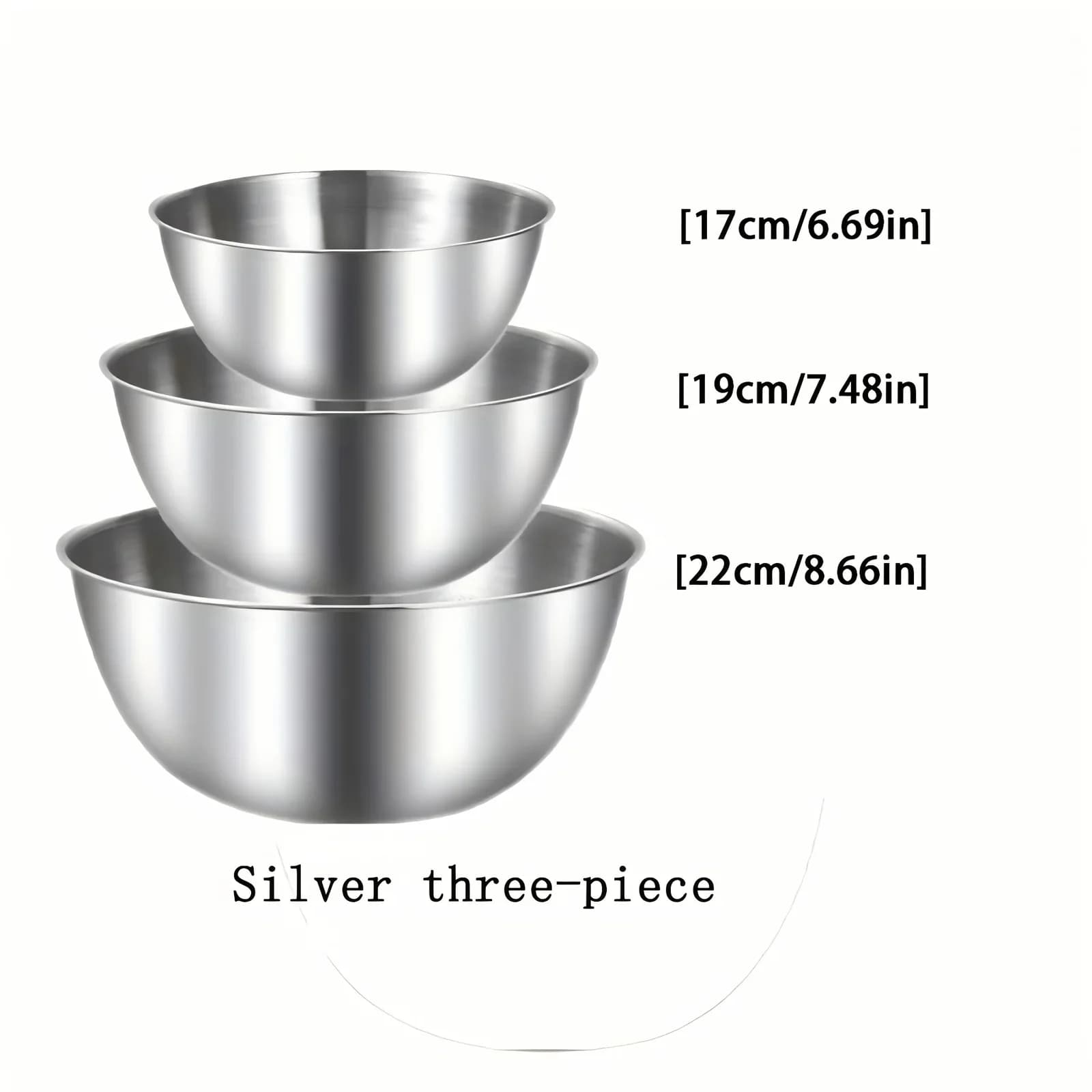Jogo de 3 Tigelas Multiuso em Aço Inox Bowls para Salada e Massas