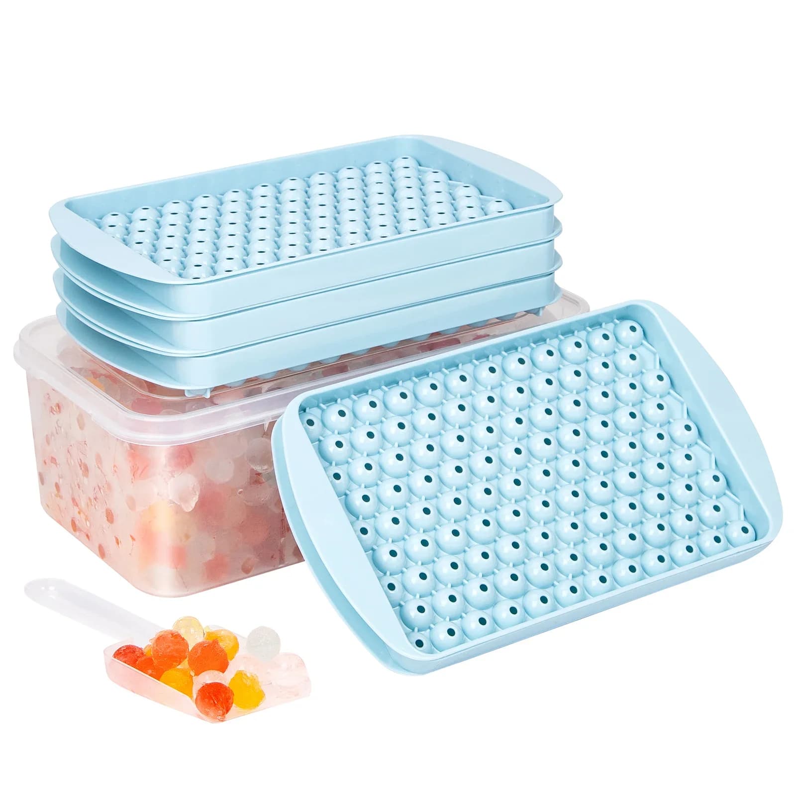 Forma de Mini Gelo Redondo 104 Furos Molde de Esferas Pequenas para Drinks Whisky e Café