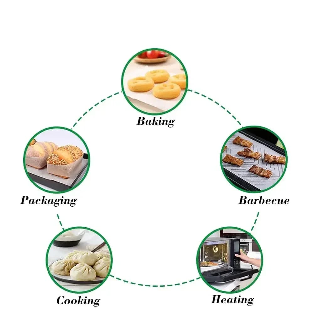 Folhas de Papel Manteiga Antiaderente Pré-cortadas para Forno e Air Fryer