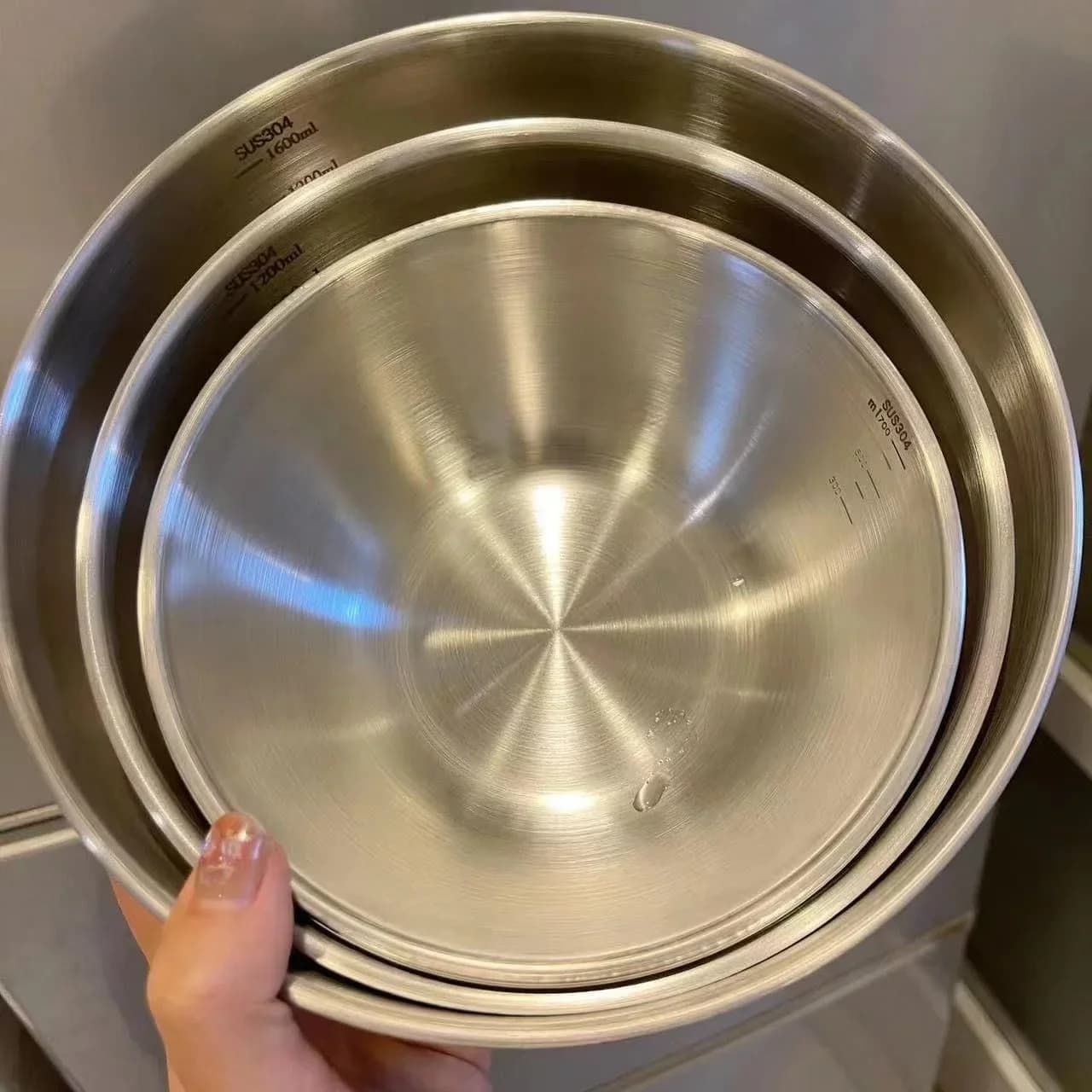 Conjunto de 1-3 Tigelas de Aço Inoxidável com Medidor para Cozinha, Confeitaria e Armazenamento de Alimentos