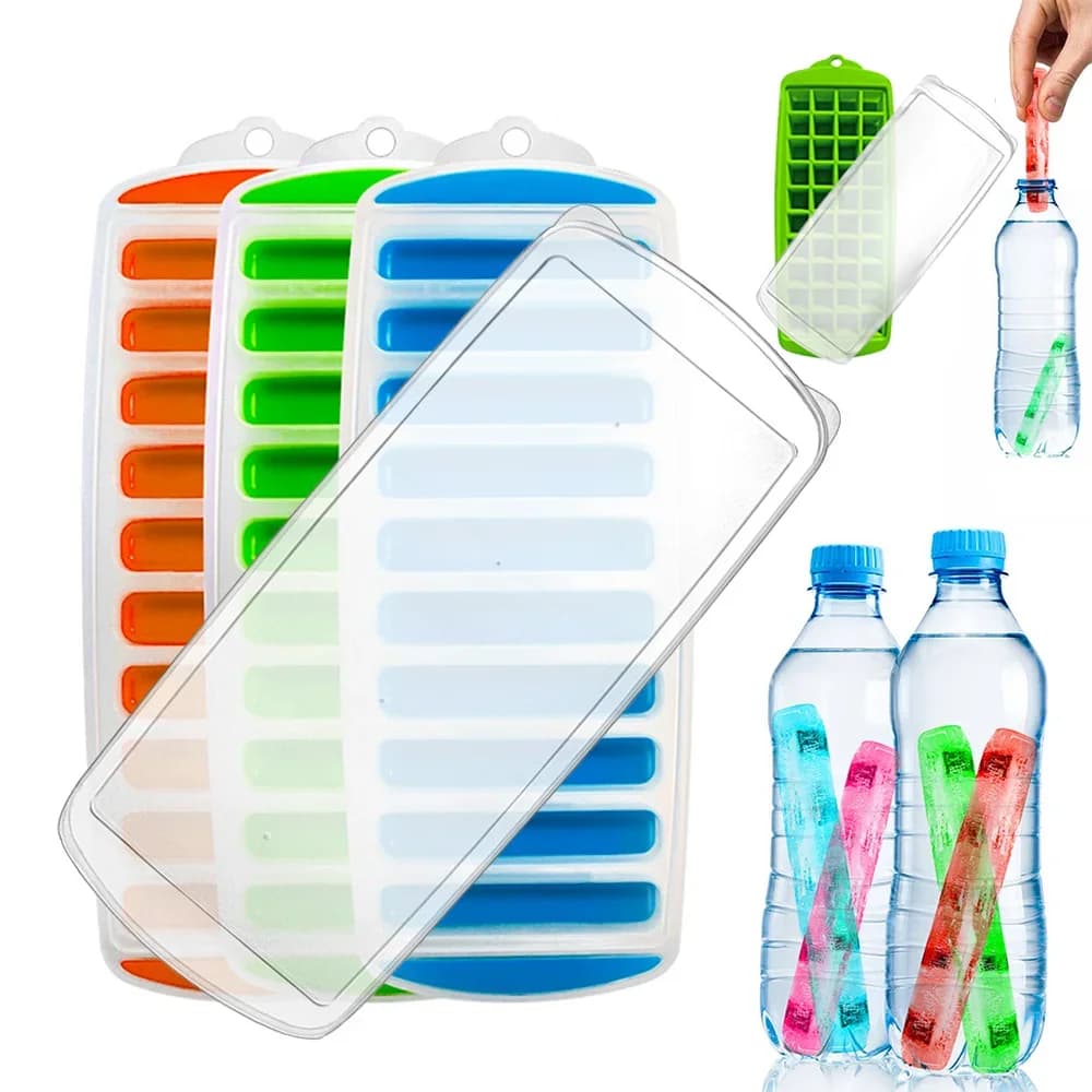 Forma de Gelo em Bastão com Tampa Reutilizável para Garrafas de Água e Squeeze