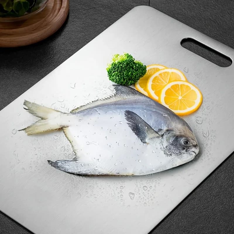 Jogo de 2 Tábuas de Corte em Aço Inox Antiderrapantes para Carnes e Legumes