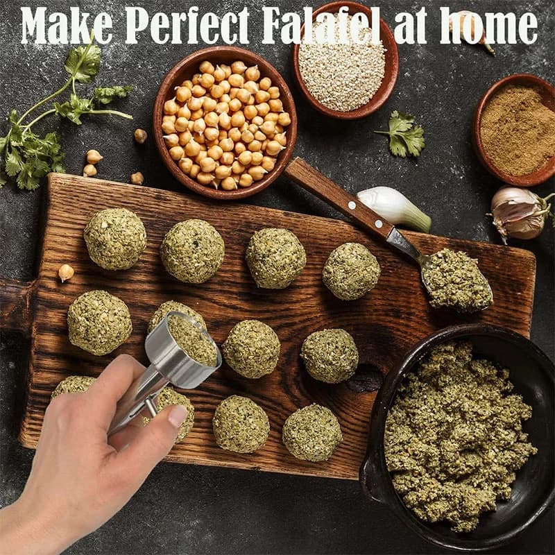 Modelador de Falafel e Almôndegas em Aço Inoxidável Colher Profissional Antiaderente