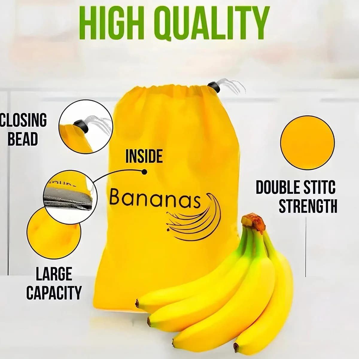 Sacos Térmicos para Armazenar Bananas e Verduras 1/2/3/5 Peças Mantém Fresco