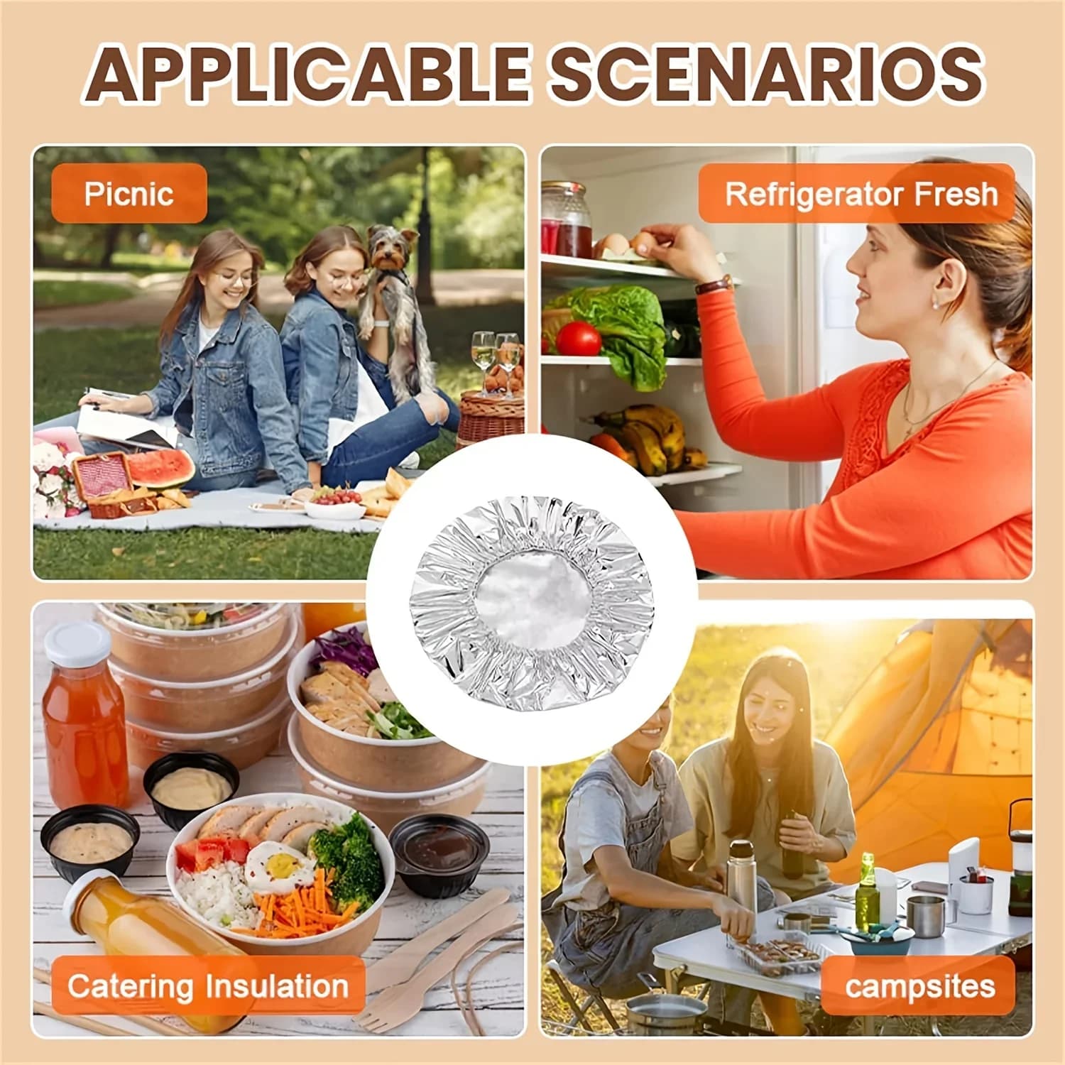 Tampas Térmicas de Papel-Alumínio para Pratos e Tigelas 10/100 Peças