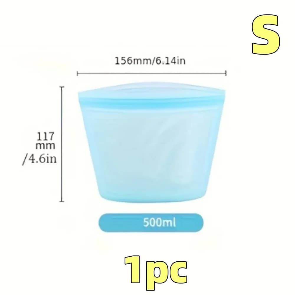 Kit Sacos Herméticos de Silicone Reutilizáveis para Alimentos e Geladeira